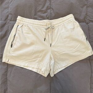 Athleta Cream Athletic Shorts with Elastic Waistband